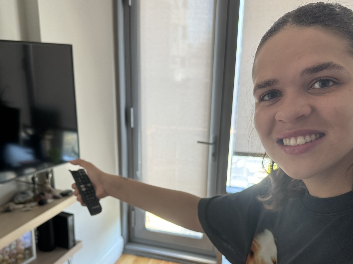 Mikayla with remote