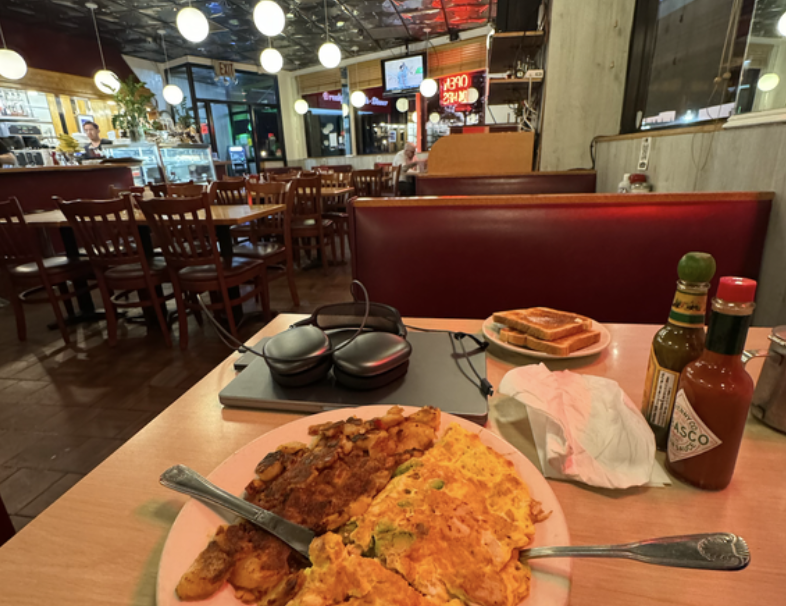 Early morning work session at 24hr diner