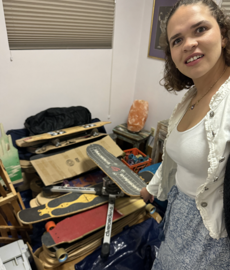 Old skateboard collection that Dad wants to use for firewood