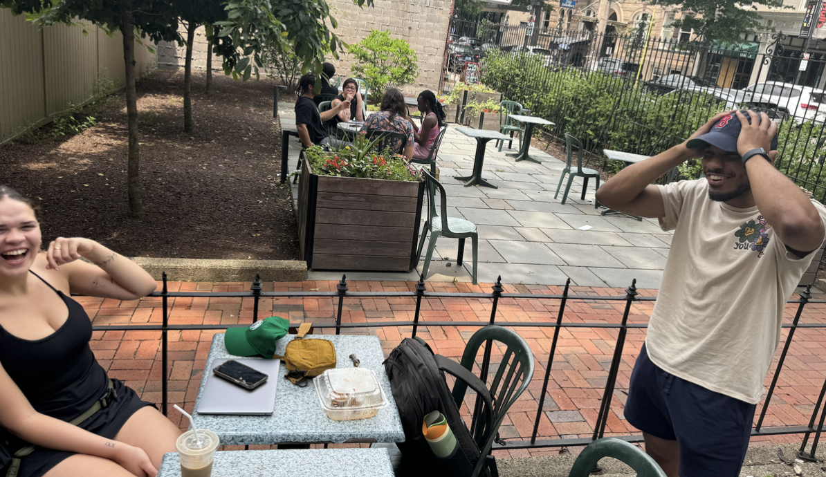 Jonathan and Mikayla at coffee shop in New Haven