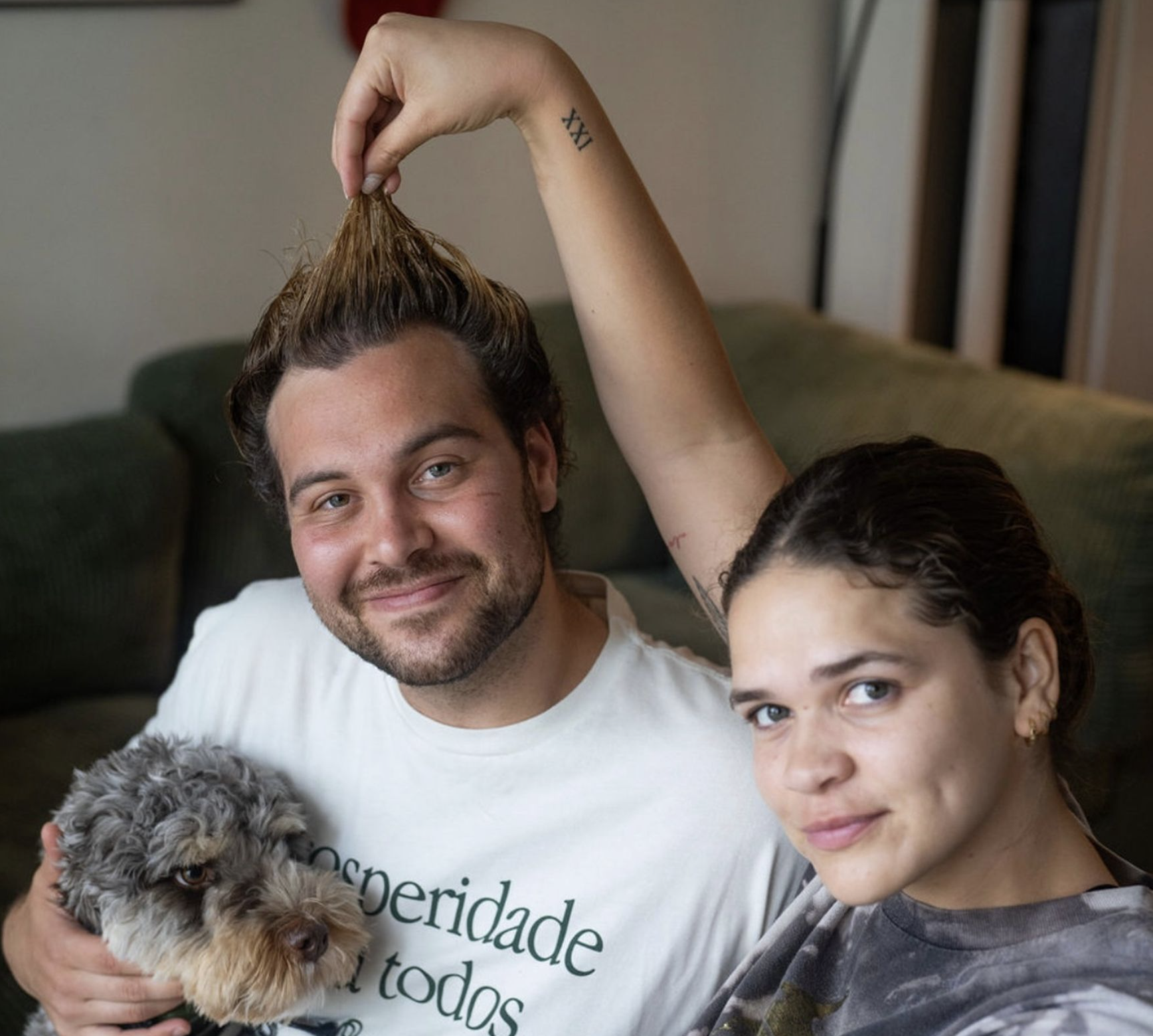 Another angle of David's frosted tips hairstyle
