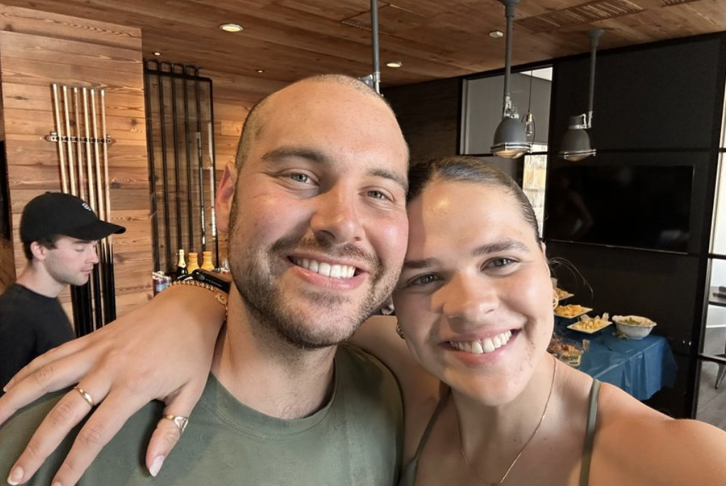 David with his newly shaved bald head after the fundraiser event