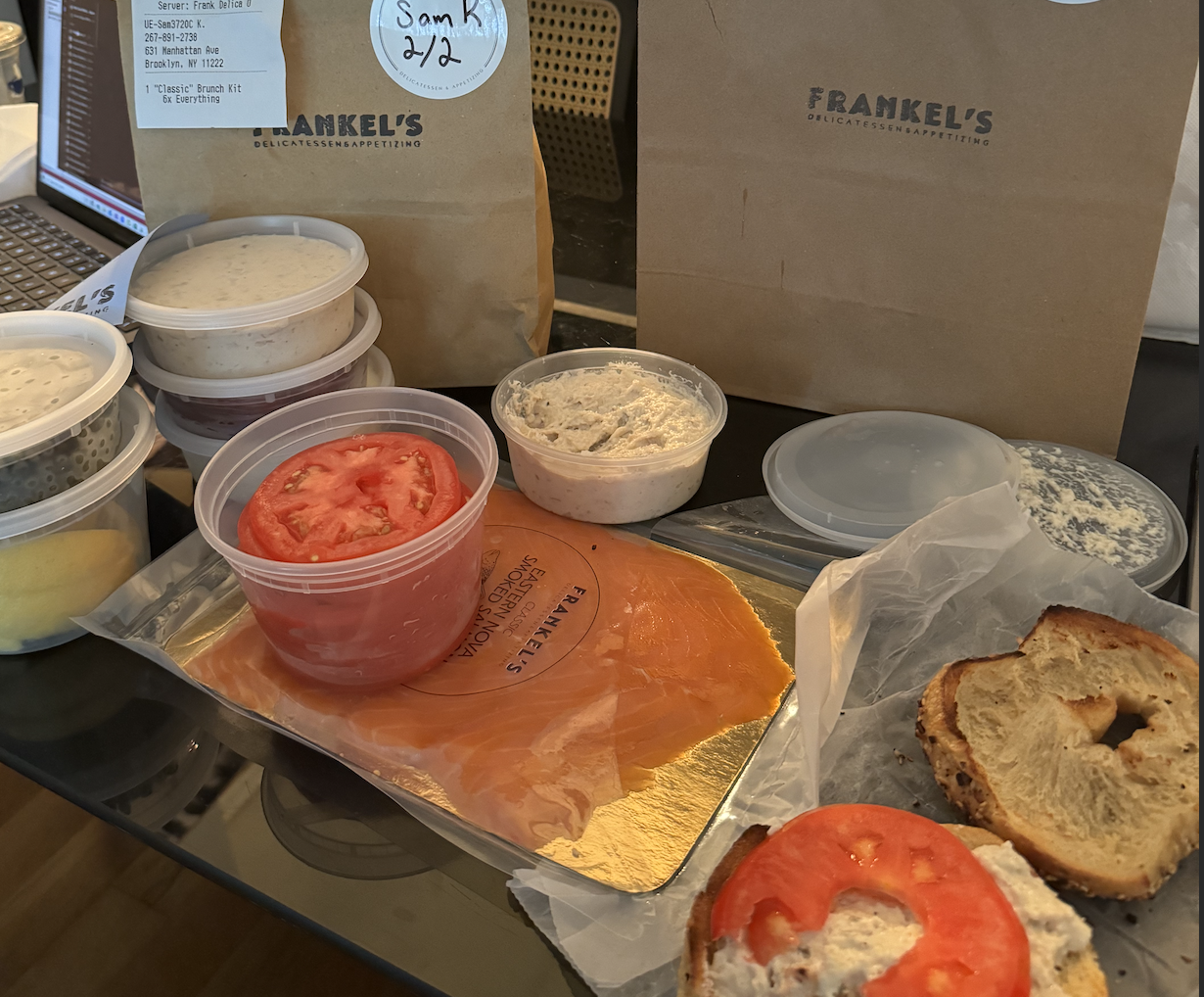Delicious bagels and lox spread from Sam for the celebration