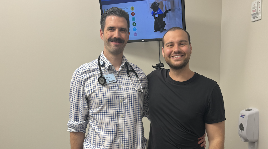 David with Doctor Handsome (Dr. Zelenetz) before the final treatment