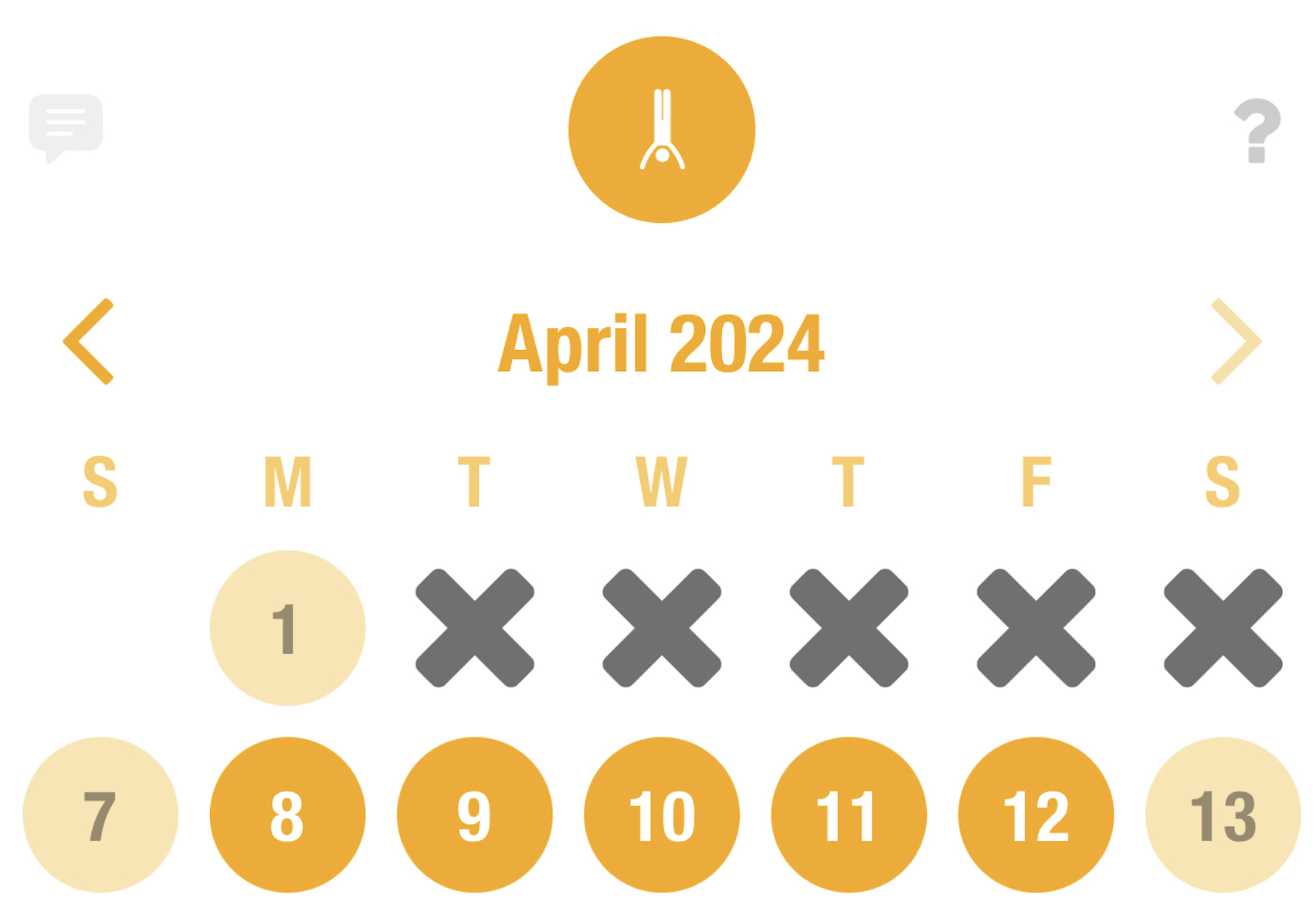 Workout schedule screenshot