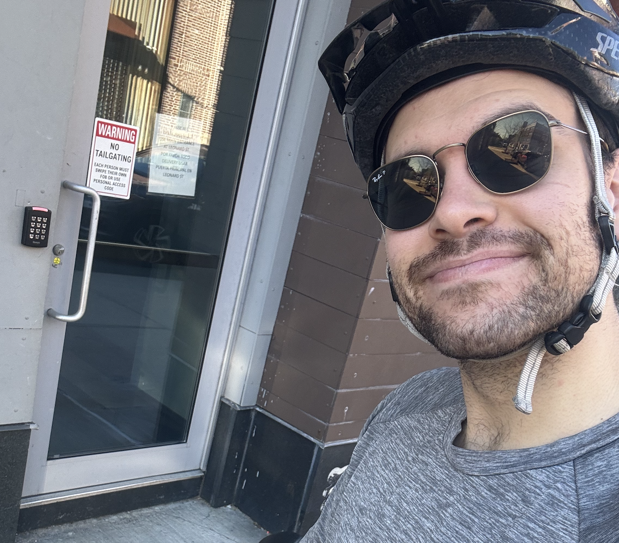 Biking to work selfie