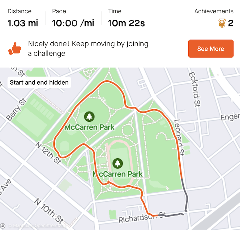 Running milestone screenshot