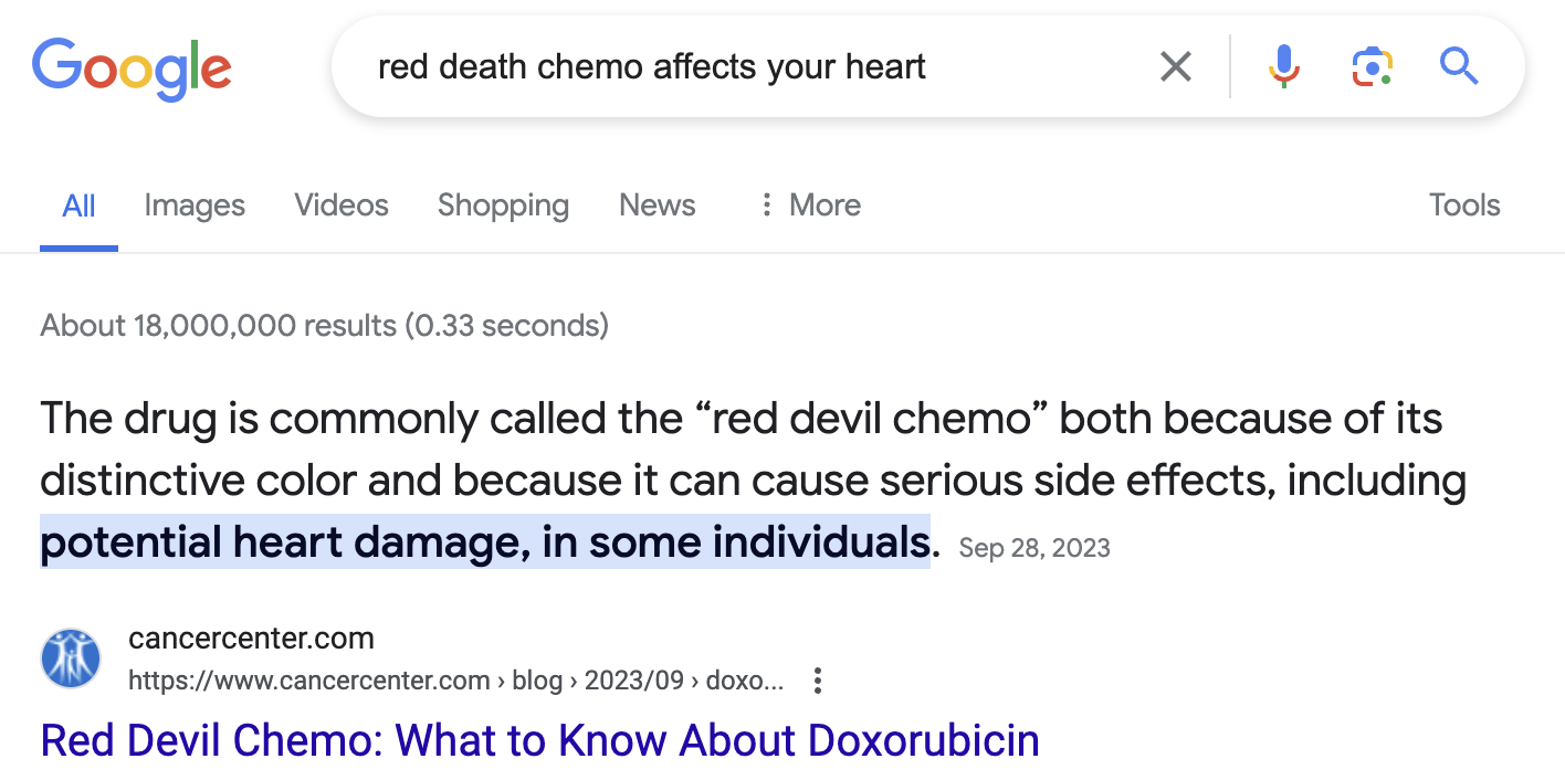 Red Death chemo drug being administered