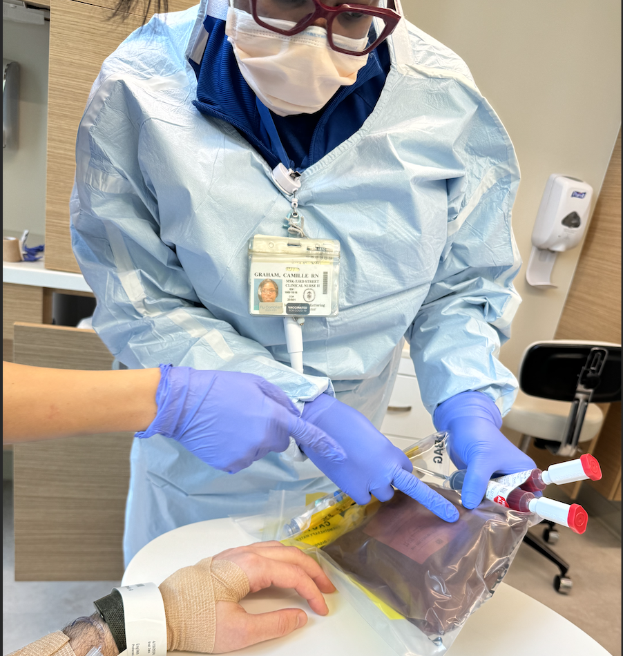 Nurse checking medication bags