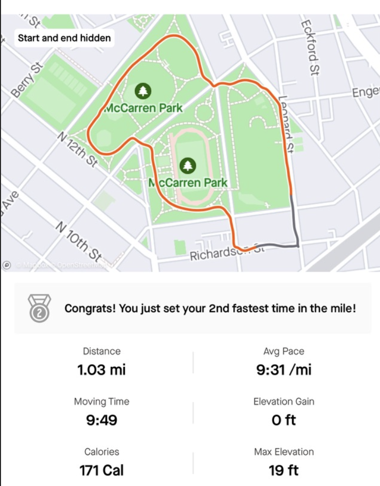 Morning run statistics