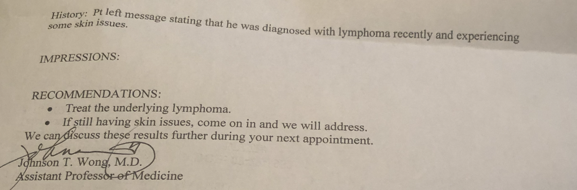 Email exchange with past allergist