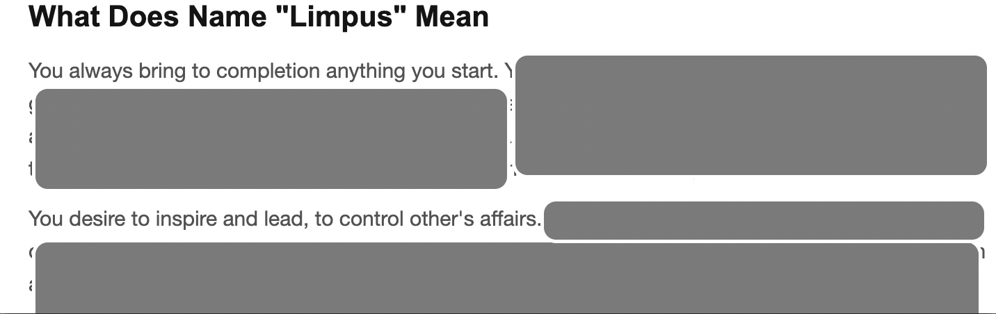 Meaning of the name Limpus - brings to completion anything they start